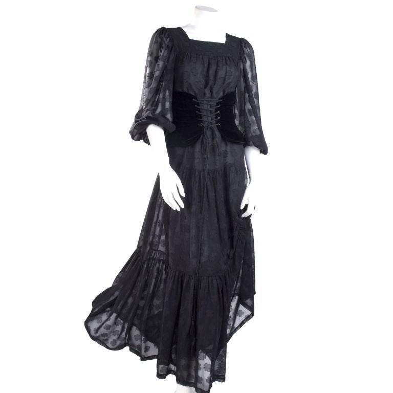1980's Yves Saint Laurent Black Gypsy Gown at 1stDibs