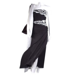 Late 80's Scherrer Boutique Black Silk Cocktail Dress