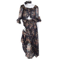 1974 Yves Saint Laurent 2 piece Gypsy Batiste Dress.