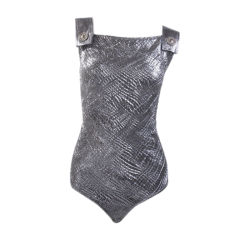 Gianni Versace Silver Silk Lame Body Suit