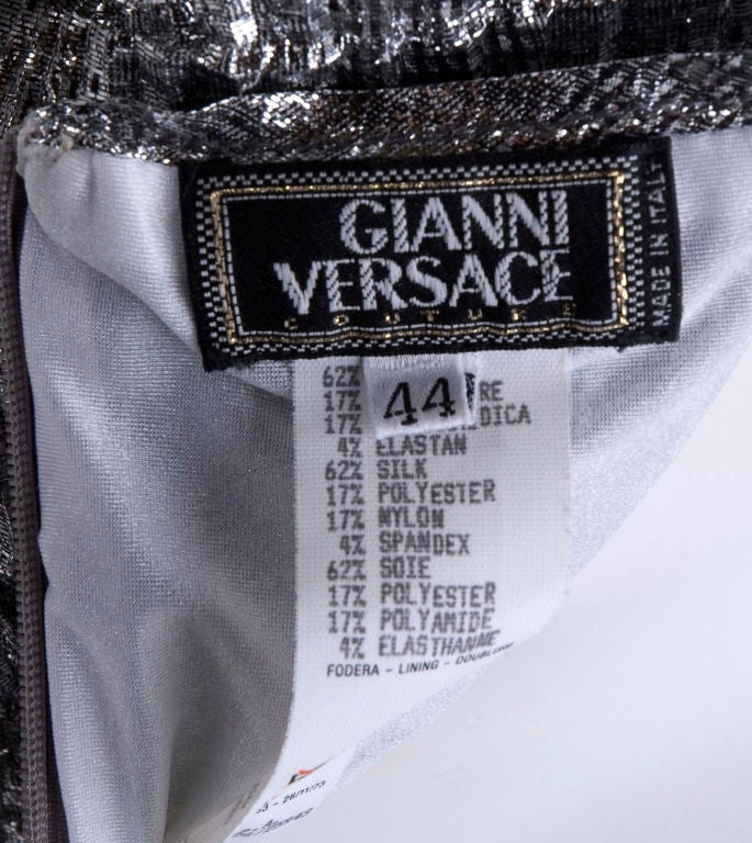 Gianni Versace Silver Silk Lame Body Suit 2