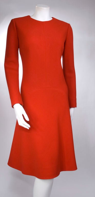 1971 Christian Dior Haute Couture Red Wool Dress