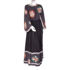 Vintage Chloé Silk Evening Gown Amazing Silk-Screen Print