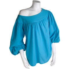 80’s Yves Saint Laurent Cotton Bark Crêpe Blouse