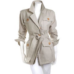 Vintage 90's Yves Saint Laurent Khaki Safari Style Jacket