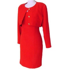 CHANEL Vintage dress w. Bolero style jacket red HOT