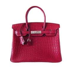 HERMES 30 BIRKIN Bag Matte Crocodile Rouge H