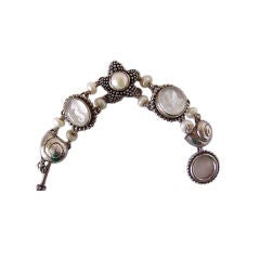 STEPHEN DWECK Sterling bracelet carved stones SO Charming