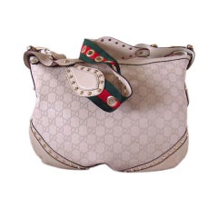 GUCCI Large Leather Monogram Bag AWESOME Hardware MINT
