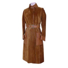 GUCCI Vintage Suede/Leather Coat Enamel Animal Hardware Exquisite 3 5