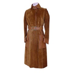 GUCCI Manteau vintage en daim/cuir et cuir émaillé avec quincaillerie pour animaux exquis 3
