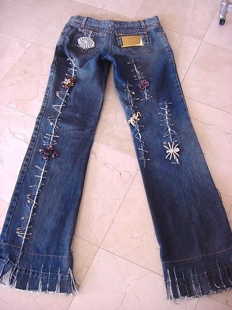 DOLCE&GABBANA Runway Jean adorned w/Brooches Collectors pieces at 1stDibs