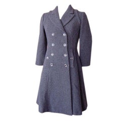 Vintage CHANEL 06A Coat/Dress gray tweed 3/4 Sleeve striking rear detail  38 / 6 nwt
