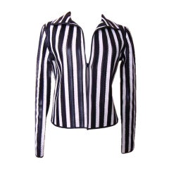Giorgio Armani Black and White Lamb Leather Jacket