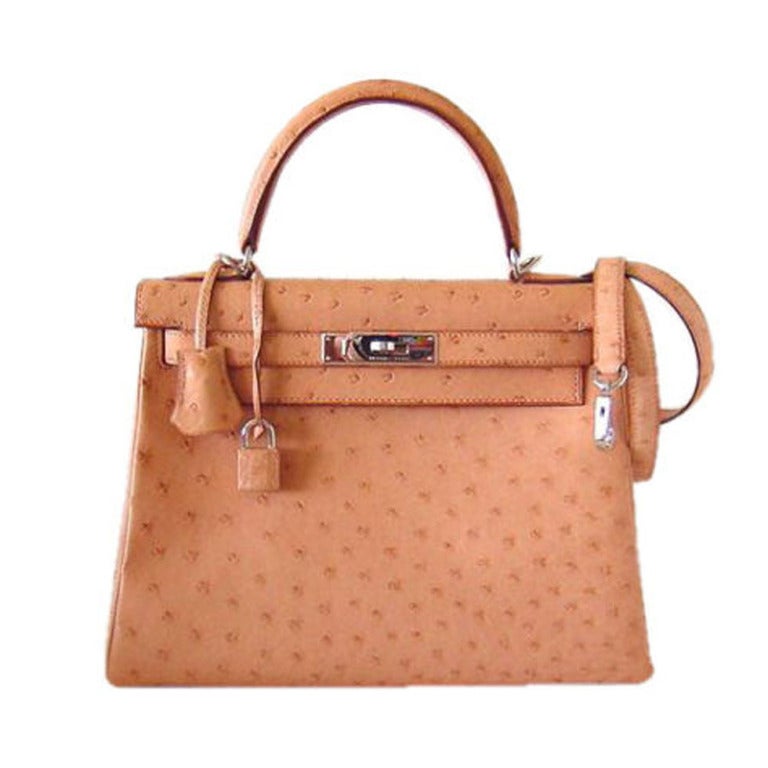 HERMES Ostrich Kelly Bag 28cm NATURELLE SO chic!!