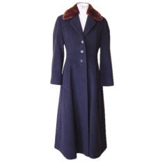 HERMES Cashmere Coat with Beaver Collar 2DIE4