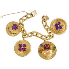 1950's Chunky Charm Bracelet With Four Large Charms