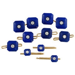 Platinum, Gold, Lapis and Diamond Men's Dress Set