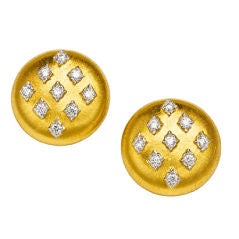 Mario Buccellati Domed Gold and Diamond Earclips