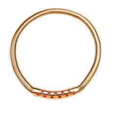Retro Gold Ruby Star Snake Necklace