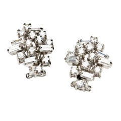 Modernist Abstract Period Diamond Earclips