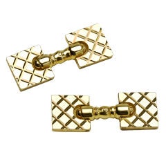 Vintage Cartier Squared Quilted  Flip 'Snaffle' Cufflinks