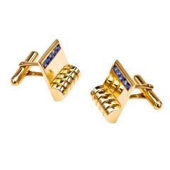 Retro Tiffany Gold and Sapphire Cufflinks