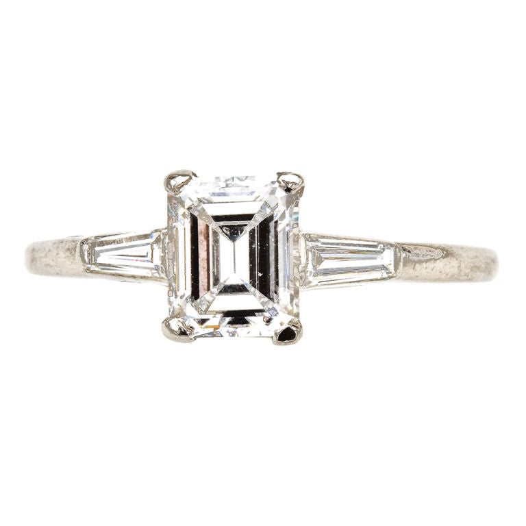 Very Fine Cartier D Color Emerald Cut Diamond Ring