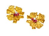 CARTIER Gold Ruby 'Kerchief' Earclips