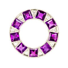 Art Deco Amethyst and Diamond Circle Pin 4