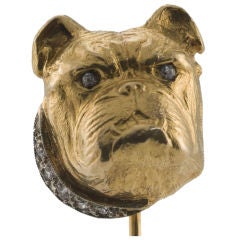 Anstecknadel, Britischer Stier, Hund, Gold und Diamant