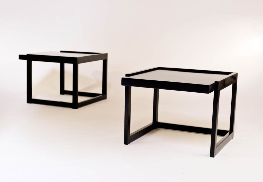 Lacquered end tables designed by Paul Laszlo and produced by Brown Saltman.
