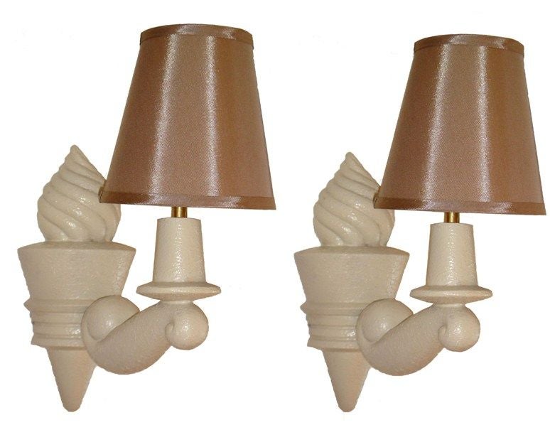 Hand-Crafted Pairs of French Plaster Sconses Signed Arlus Made in France, 2 Pairs Available For Sale