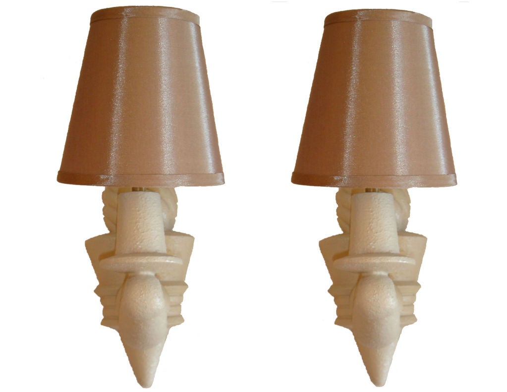 Mid-Century Modern Pairs of French Plaster Sconses Signed Arlus Made in France, 2 Pairs Available For Sale