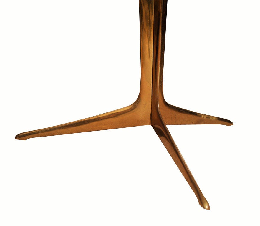 Italian Brass Tripod Base Marble Cocktail Table