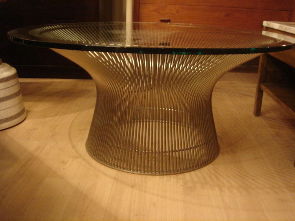 American Early Warren Platner Wire & Glass Coffee Table by Knoll