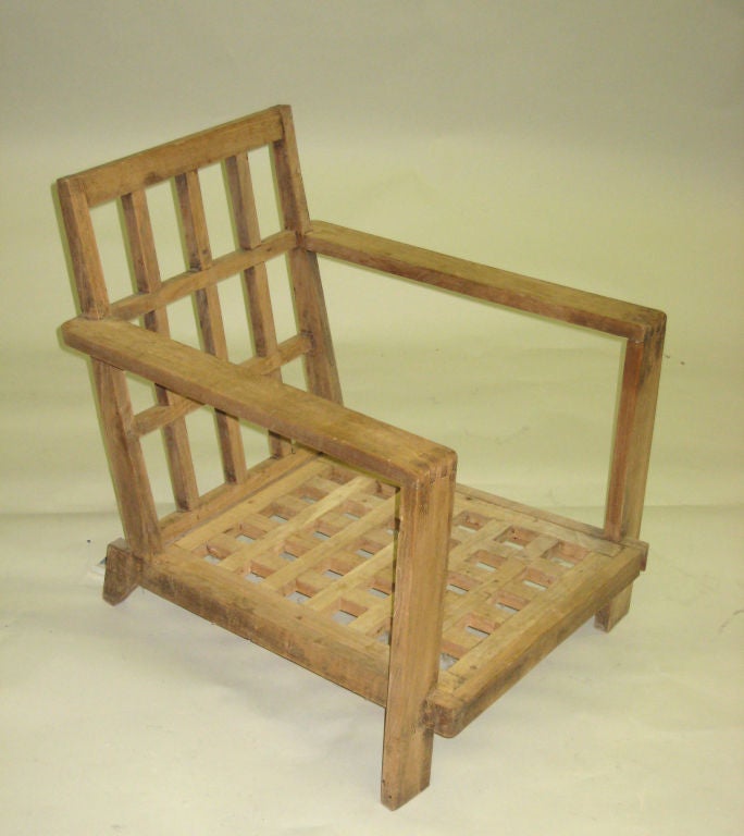 PAIR OF GRID BACK ARMCHAIRS BY RENE GABRIEL