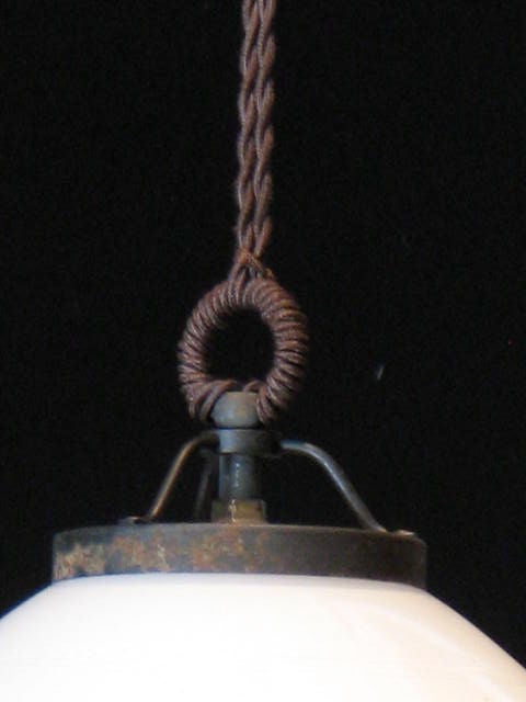 Mid-20th Century Unique Pulley Lamp with Milk Glass Shade