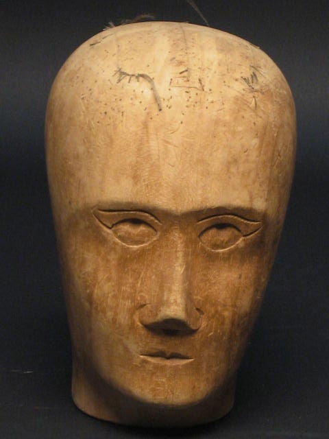 Folk Art Hand Carved Mannequin Head