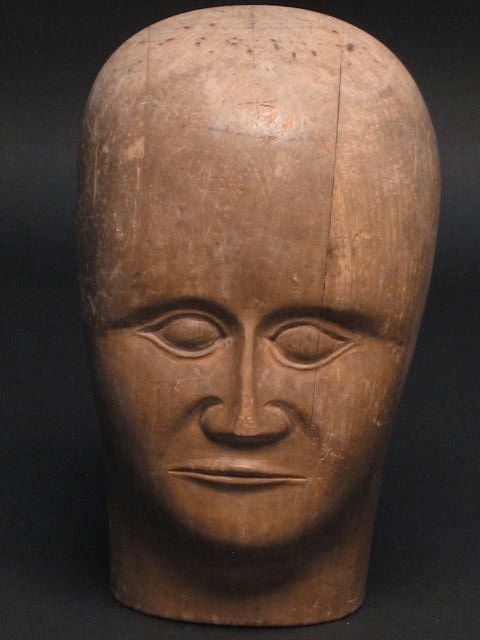 French Hand Carved Mannequin Head