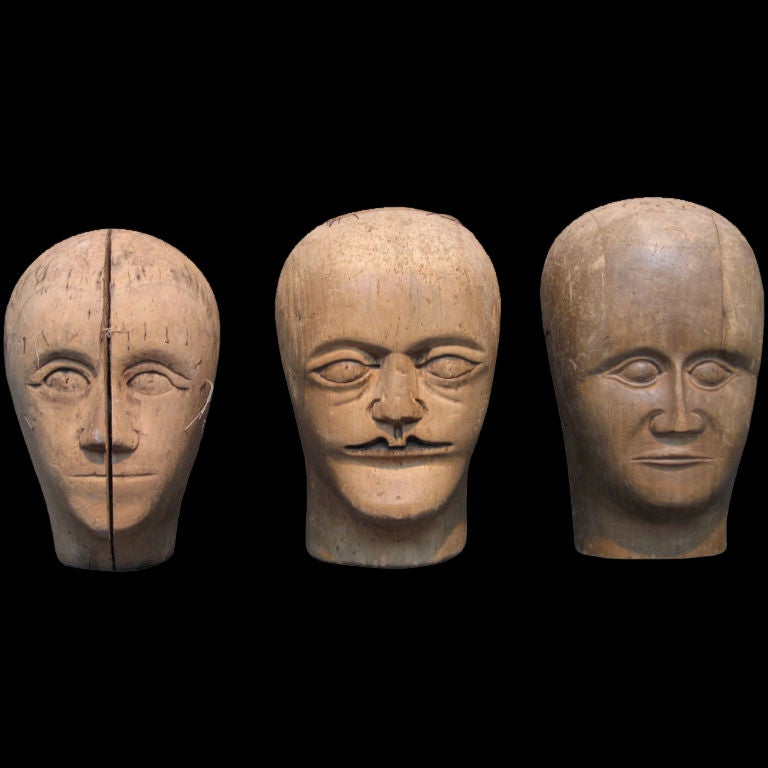 20th Century Hand Carved Mannequin Head