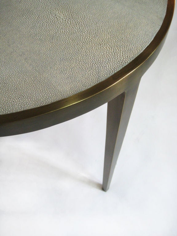Contemporary Circular Side Table in Shagreen &  Bronze