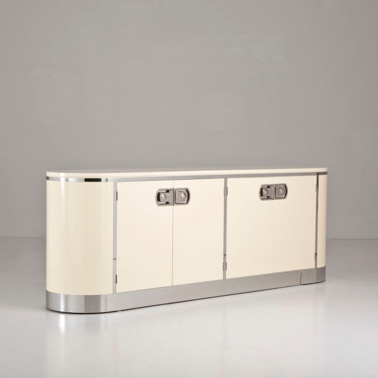A Cream Lacquered Mastercraft Designed Cabinet USA 1960s