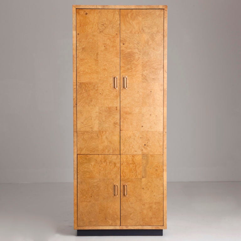 A Late 1960s Burlwood Upright Cabinet designed by Henredon USA.