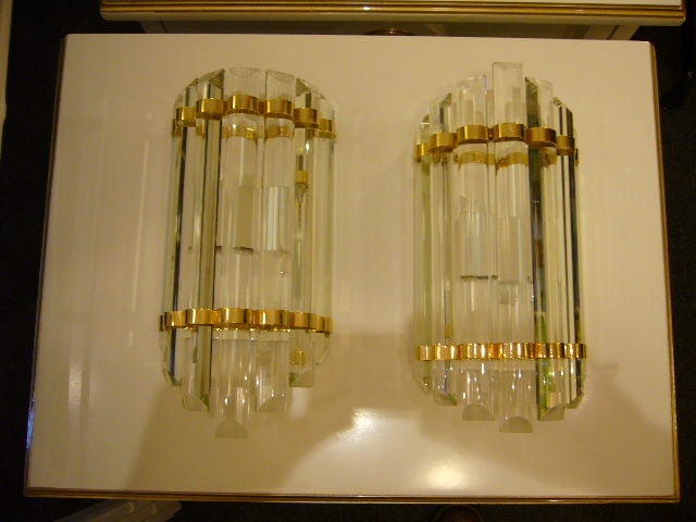 Late 20th Century Elegant Modern Crystal Wall Sconces