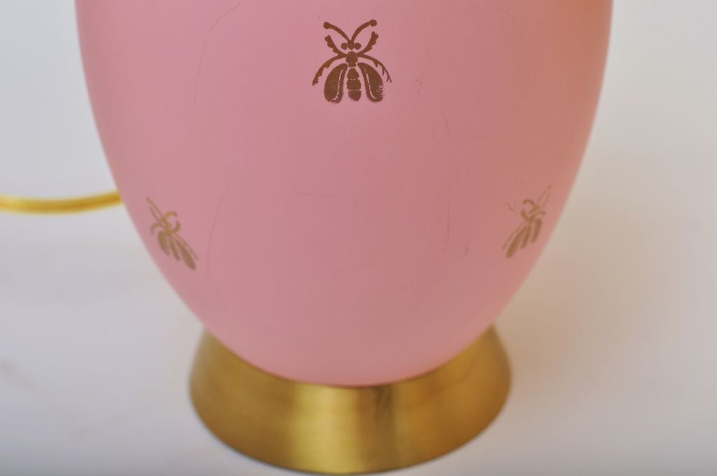 Ceramic BEAUTIFUL PAIR OF PINK AND GOLD BEE LAMPS