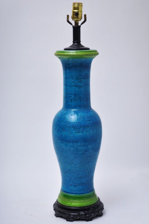 1960s Blue And Green Asian Style Lamp