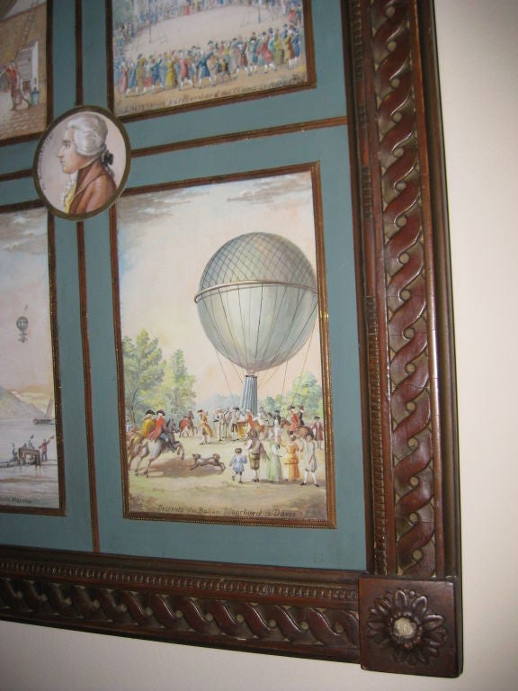 19th Century A Fine Suite of Four Watercolors depicting Ballooning For Sale