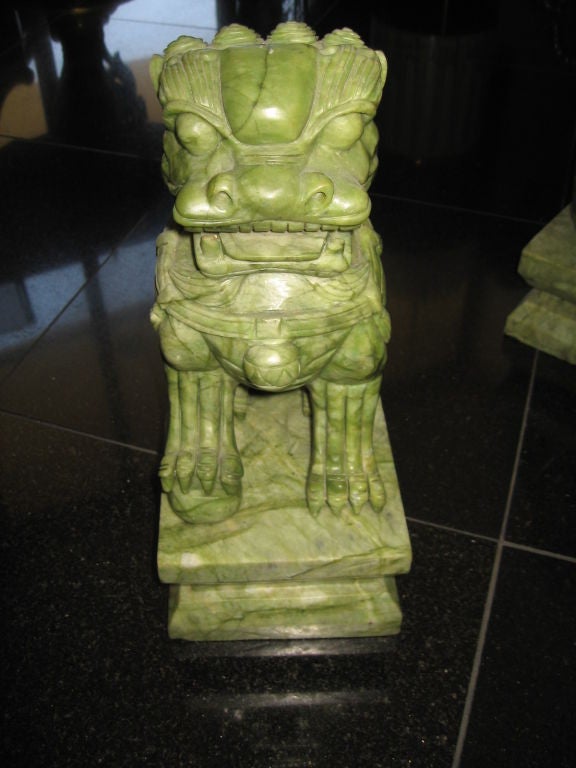 Pair of Dyed Soapstone Foo Dogs