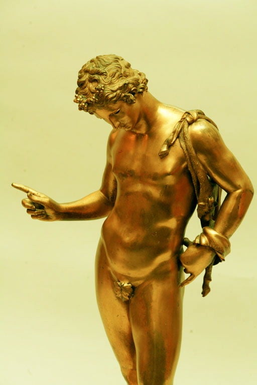 Italian Gilt Bronze Statue Of Narcissus